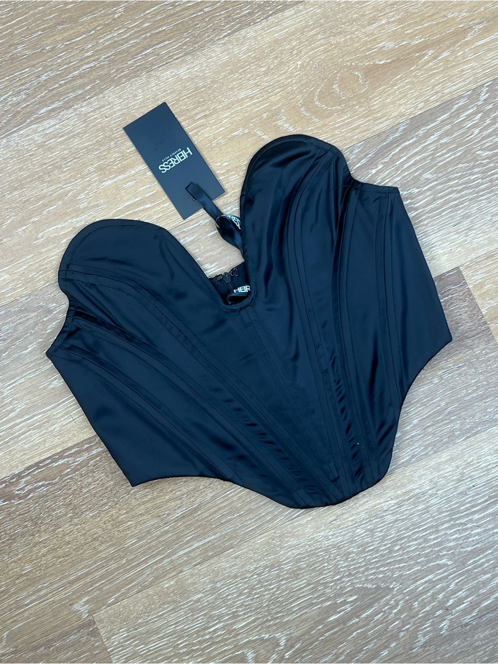 Heiress Beverly Hills Black Strapless Corset Top NWT size M